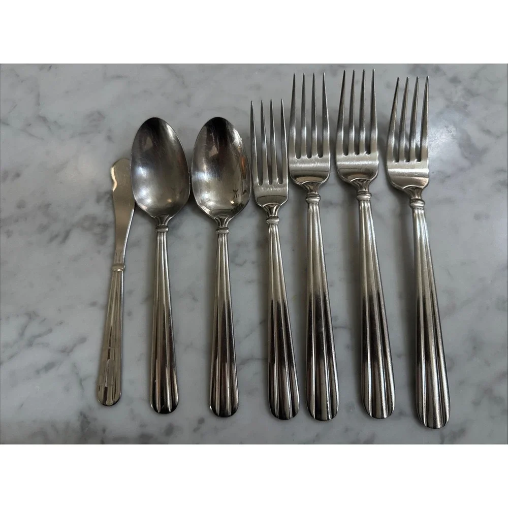 ONEIDA Stainless Flatware TENNYSON Lot Of 7 Spoon Fork Knife